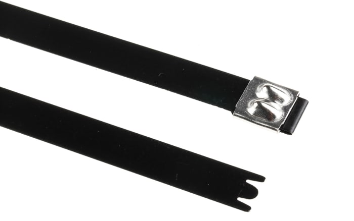 HellermannTyton, Siyah, Polyester Kaplamalı Paslanmaz Çelik, Bilyalı Kablo Bağı, 362mm x 12,3 mm