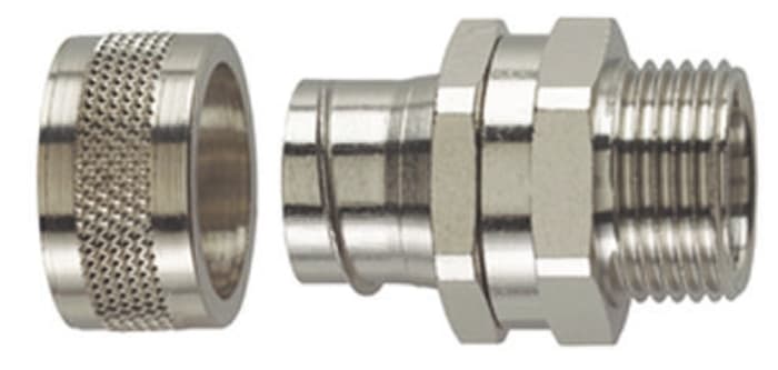 HellermannTyton Boru Bağlantı Parçası, Rakor Somunu, Nikel Kaplamalı, Pirinç, 20mm boyutlarında, IP54, Diş Tipi: M20