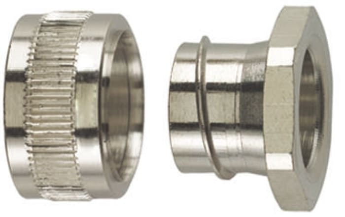 HellermannTyton Straight Connector, Conduit Fitting, 20mm Nominal Size, M20, Brass, Silver
