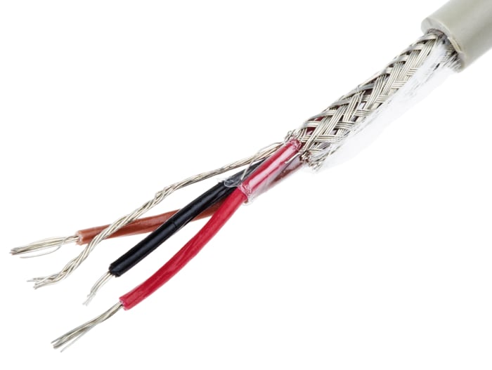 Alpha Wire, 3 Damarlı, Ekranlı, PVC Kılıflı Endüstriyel Kablo Gri, 0,56 mm² Kesitli