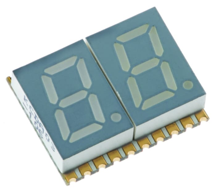 Kingbright KCDC03-123 2 Dijit 7 Segment LED Display (Gösterge), CC, Yeşil 12 mcd, RH DP 7.6mm