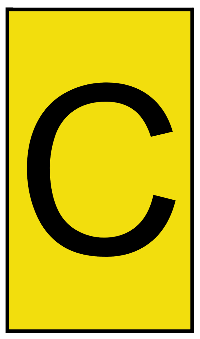 HellermannTyton Kablo İşaretleyici Ovalgrip, Sarı üstüne Siyah Renkli C, Kaydırarak Takma, 1,7mm → 3,6mm