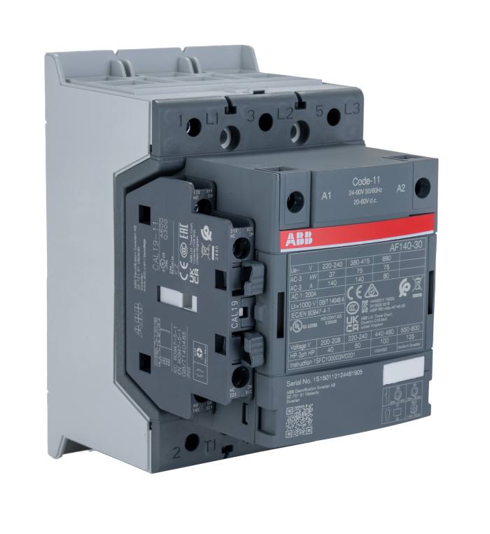 ABB AF Series Contactor, 24 V ac/dc Coil, 3-Pole, 200 A, 75 kW, 3NO, 690 V ac
