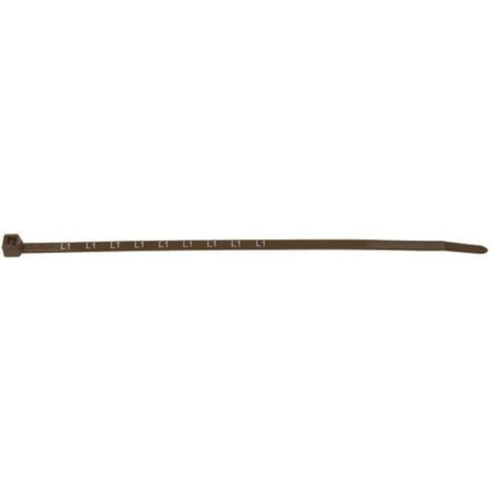 HellermannTyton Cable Tie, Printed ID for Metering, 200mm x 4.6 mm, Brown Nylon, Pk-1000