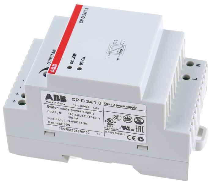 24V dc CP-D DIN Ray Pano Montaj Güç Kaynağı CP-D, 24V dc / 24V dc, 1,3A 30W, Anahtarlama Modu