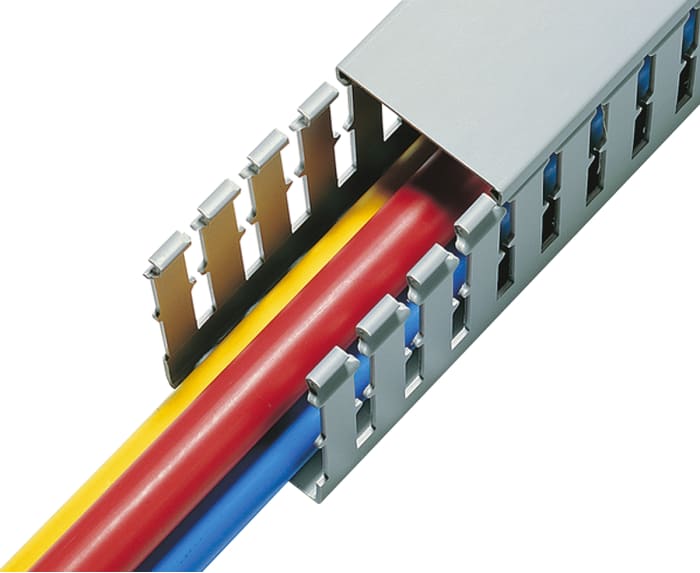 HellermannTyton Gri, PVC Delikli Kablo Kanalı, 25 mm x 40mm, Uzunluk: 2m