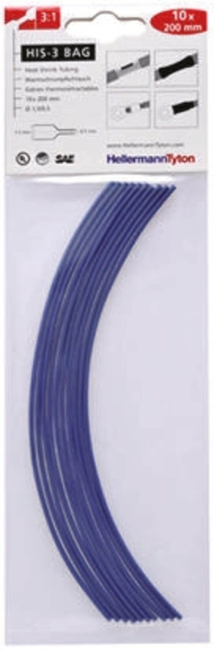 HellermannTyton Mavi Isıyla Daralan Makaron, 1,5mm, Büzüşme Oranı: 3:1, 20cm Uzunluğunda