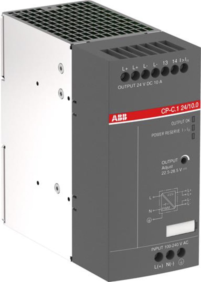 ABB CP-C.1 Switch Mode DIN Rail Power Supply, 85 → 264V ac ac, dc Input, 24V dc dc Output, 10A Output, 240W