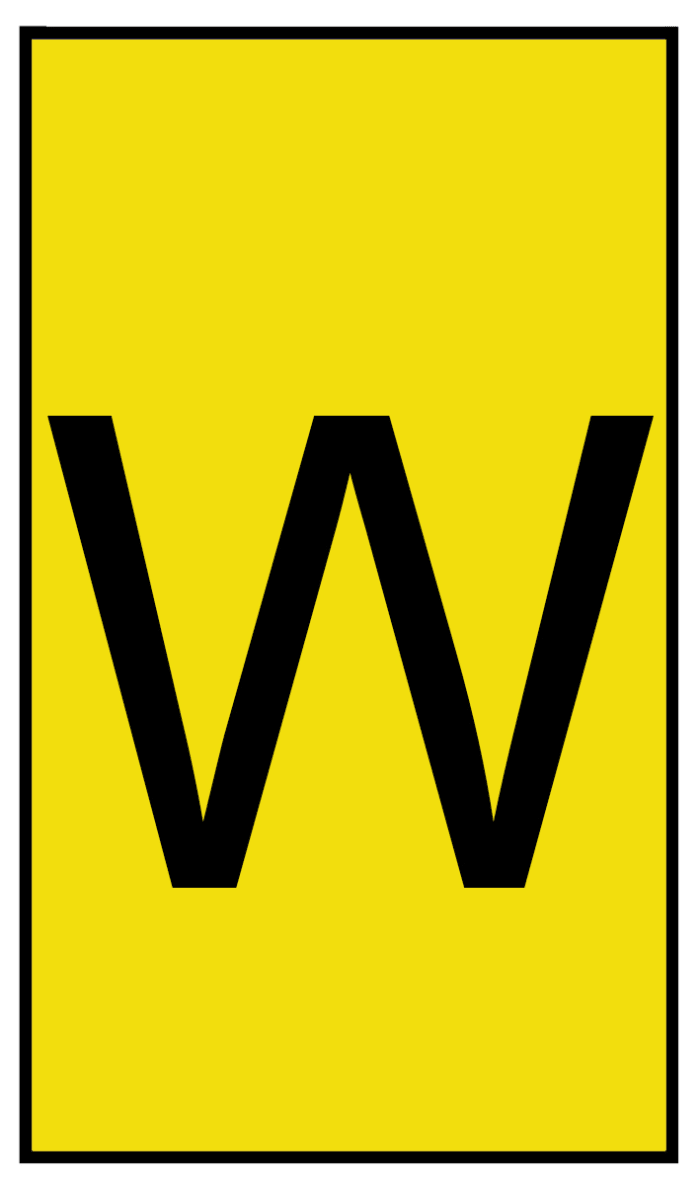 HellermannTyton Kablo İşaretleyici Ovalgrip, Sarı üstüne Siyah Renkli W, Kaydırarak Takma, 1,7mm → 3,6mm