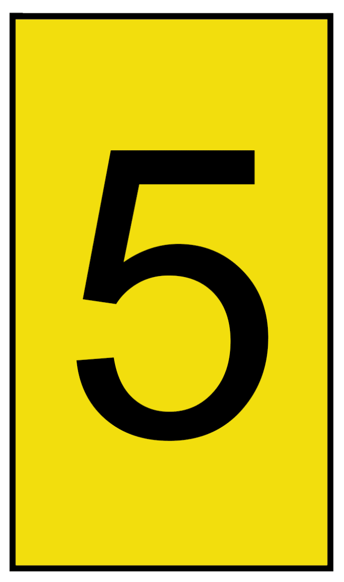 HellermannTyton Kablo İşaretleyici Ovalgrip, Sarı üstüne Siyah Renkli 5, Kaydırarak Takma, 1,7mm → 3,6mm