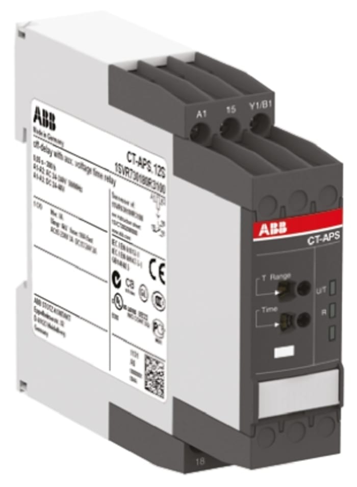 ABB Zaman Rölesi, SPDT, Vida, Tek Kontaklı, Tekli, SPDT, 24 → 240 V ac, 24 → 48 V dc