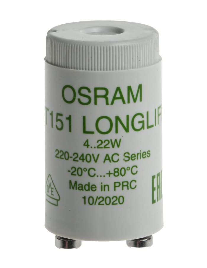 Osram Floresan Işık Etkinleştiricisi, 21,5mm Çapında, 35 mm Uzunluğunda, Parlak, 230 V ac, 4 → 22 W