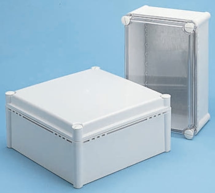 Fibox FEX Series Grey Polycarbonate Enclosure, IP54, Grey Lid, 278 x 278 x 130mm