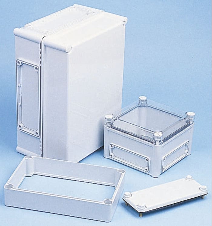 Fibox EK Series Grey Polycarbonate Enclosure, IP66, IP67, Flanged, Transparent Lid, 380 x 190 x 180mm