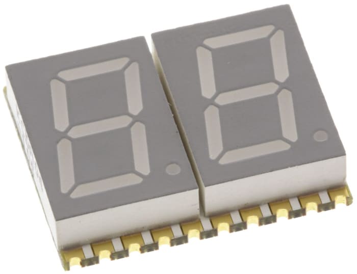 Kingbright KCDA04-105 2 Dijit 7 Segment LED Display (Gösterge), CA, Kırmızı 27 mcd, RH DP 10,2mm