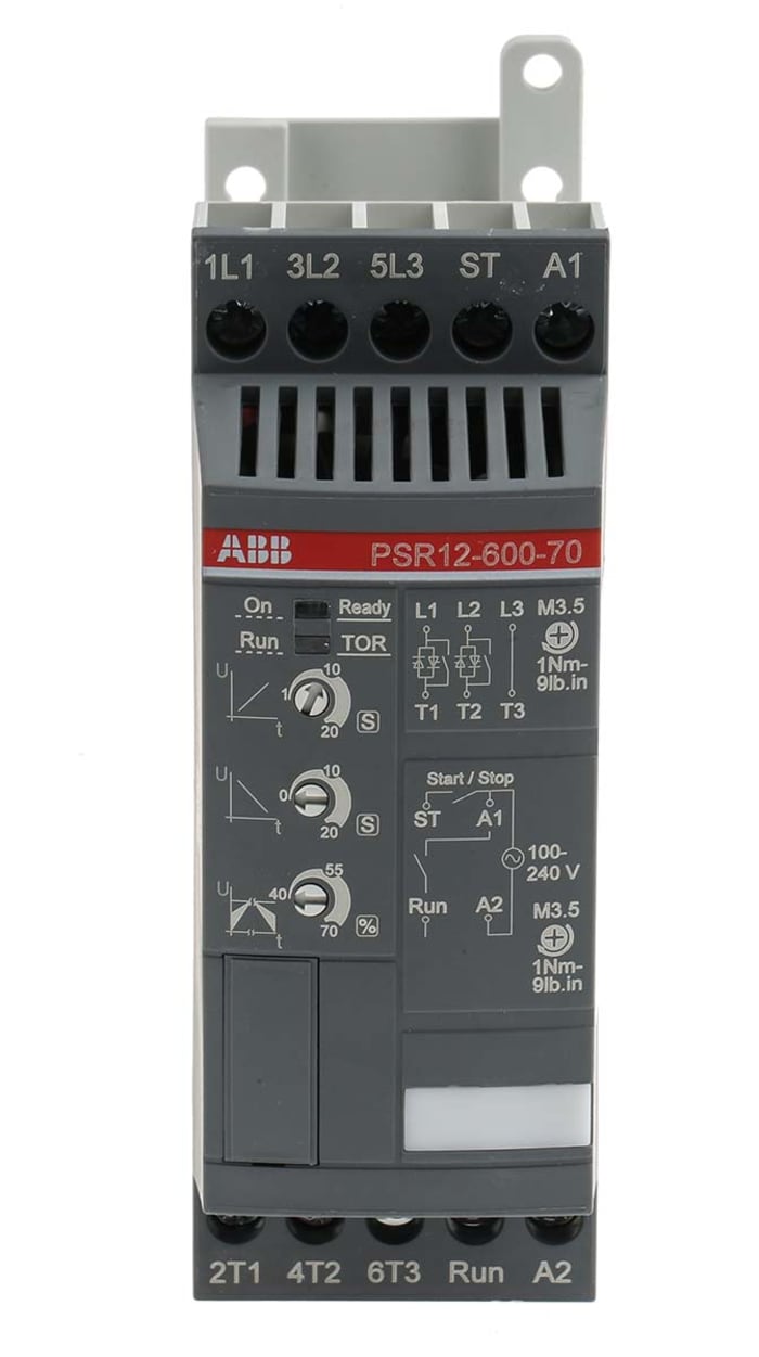 ABB Soft Starter, Soft Start, 5.5 kW, 600 V ac, 3 Phase, IP20