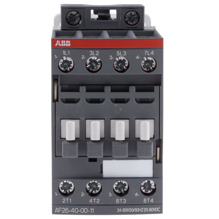 AF26 AF Aralığı Kontaktör, 4 Kutuplu, 45 A, Bobin Gerilimi: 24 V ac/dc