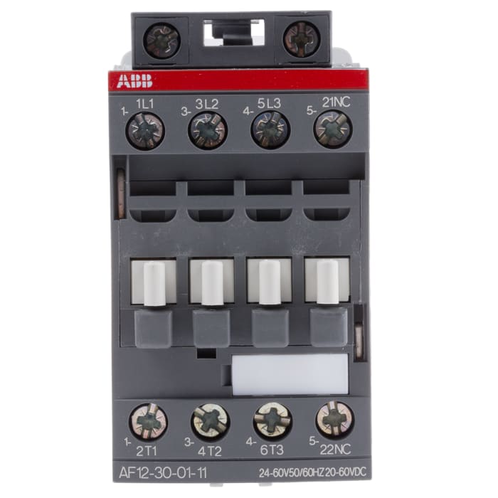 AF12 AF Aralığı Kontaktör, 3 Kutuplu, 28 A, 5,5 kW, Bobin Gerilimi: 24 V ac/dc