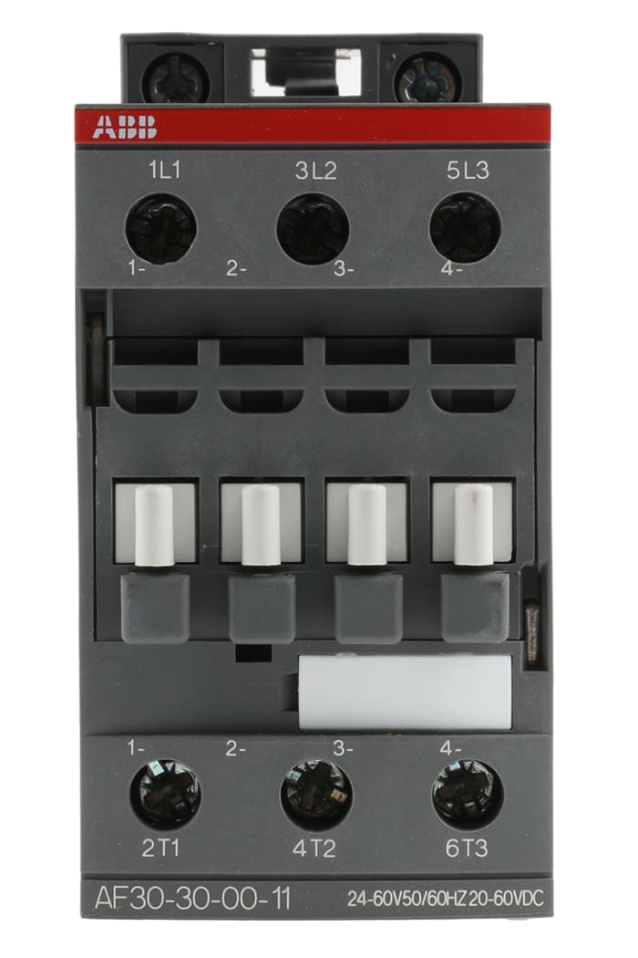 AF30 AF Aralığı Kontaktör, 3 Kutuplu, 50 A, Bobin Gerilimi: 24 V ac/dc