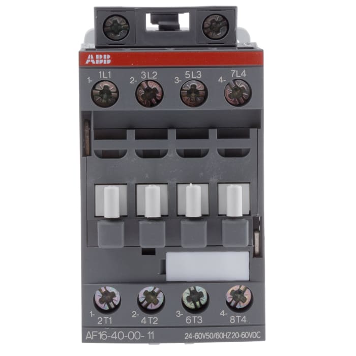 AF16 AF Aralığı Kontaktör, 4 Kutuplu, 30 A, Bobin Gerilimi: 24 V ac/dc