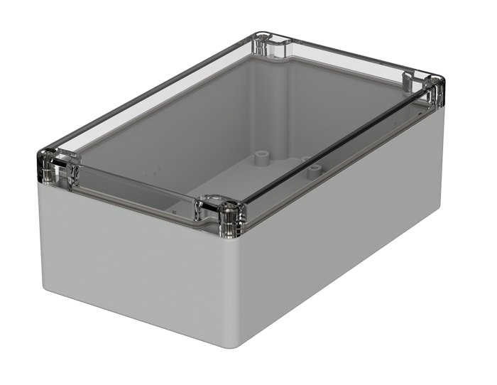 Bopla Euromas Series Grey Polycarbonate Enclosure, IP66, Flanged, Transparent Lid, 200 x 120 x 75mm