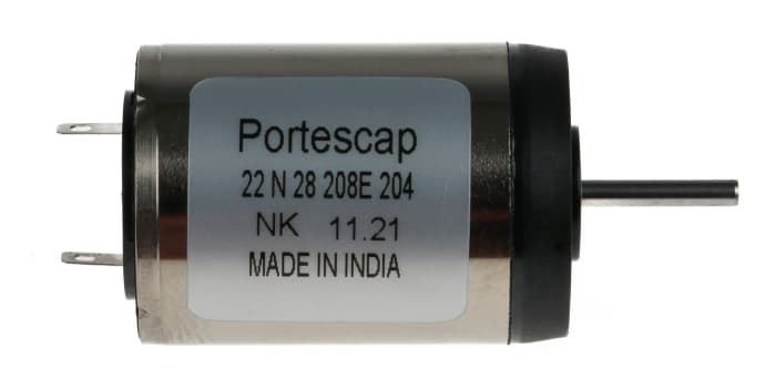 Portescap 3,8 W DC Motor, 7 mNm, 18 V dc, 6300 rpm, Şaft Çapı: 2mm