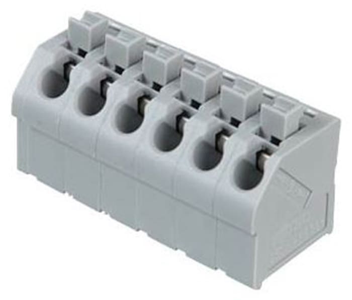 Wago 6 Kutuplu PCB Terminal Şeridi, Dişi, 630 V, PCBye / Karta Monte, 250 Serisi