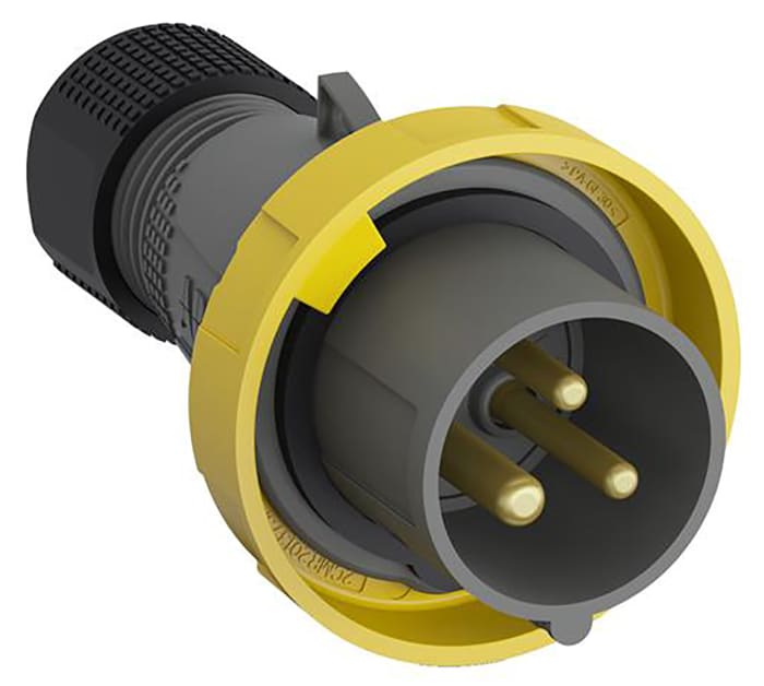 ABB Endüstriyel Fiş / Priz, Fiş, 2P+E, 110 V, 16A, Kablo Ucuna Monte, Sarı, IP67, Easy & Safe Serisi