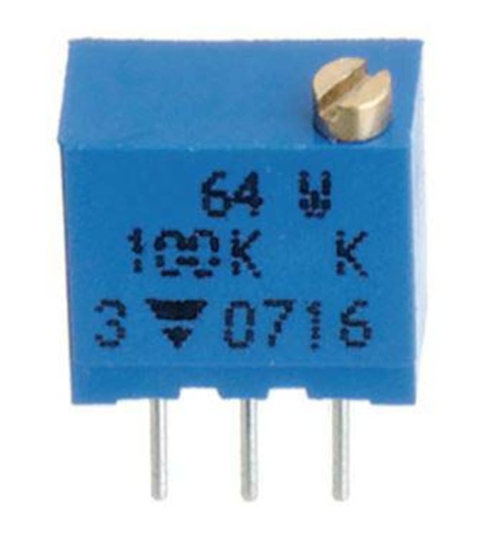 2kΩ, Through Hole Trimmer Potentiometer 0.25 W @ 85 °C Top Adjust TT Electronics/BI, 64