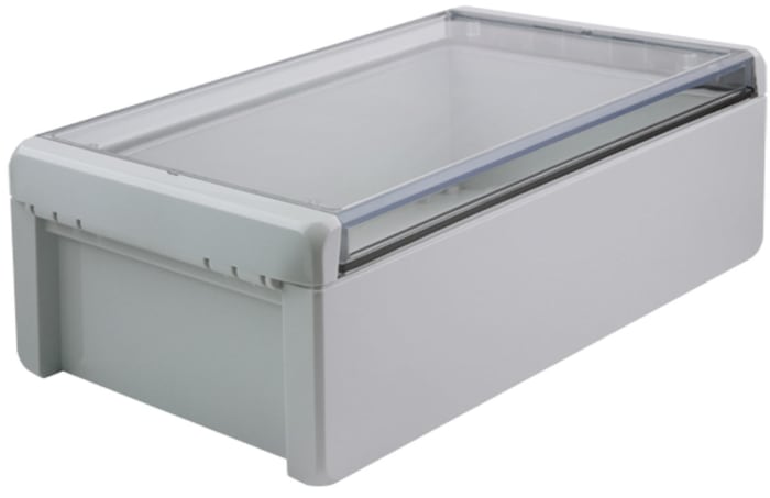 Bopla Bocube Series Light Grey Polycarbonate V0 Enclosure, IP66, IP68, IK07, Transparent Lid, 271 x 170 x 90mm
