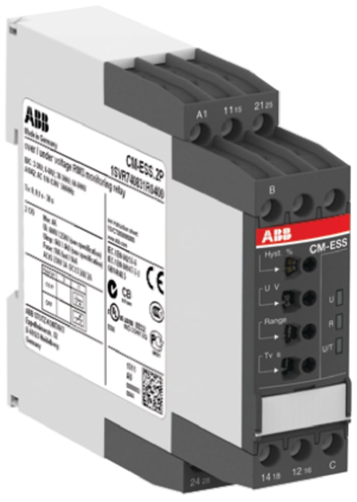 ABB Kontrol Rölesi, DPDT, Gerilim, Tek Fazlı, Besleme Gerilimi: 110 → 130 V ac