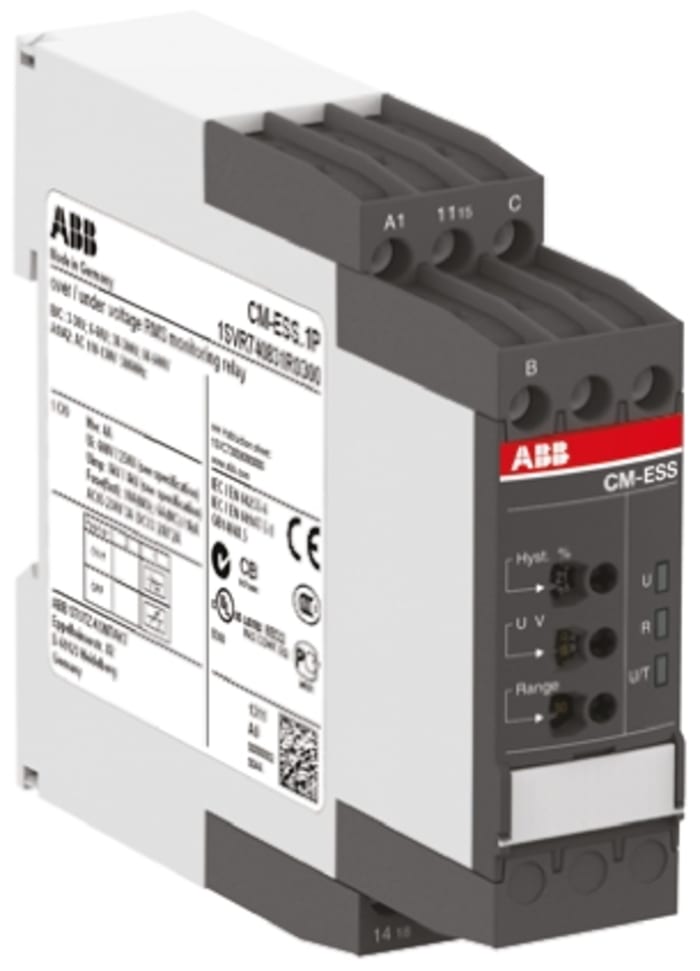 ABB Kontrol Rölesi, SPDT, Gerilim, Tek Fazlı, Besleme Gerilimi: 220 → 240 V ac