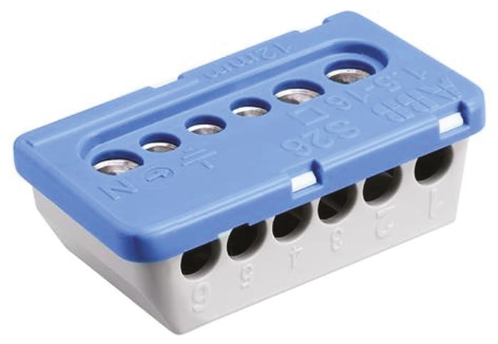 Entrelec MISTRAL65 Klemens, Naylon, 6 Kontaklı/Portlu, Klipsli Montaj, Vidalı, Tel Boyu: 6 mm², 16 mm²