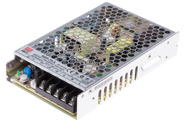 Mean Well Switching Power Supply, RSP-75-5RS, 5V dc, 15A, 75W, 1 Output, 120 → 370 V dc, 85 → 264 V ac