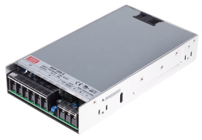Mean Well Switching Power Supply, RSP-500-5RS, 5V dc, 90A, 450W, 1 Output, 120 → 370 V dc, 85 → 264 V ac