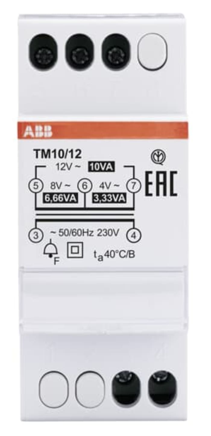 ABB 10W Bell Transformer, CE, 230V Primary, 4 → 12V ac Secondary