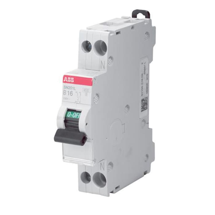 ABB SN201 MCB, 1P+N Poles, 10A Curve C, 230V AC, 4.5 kA Breaking Capacity, MCB
