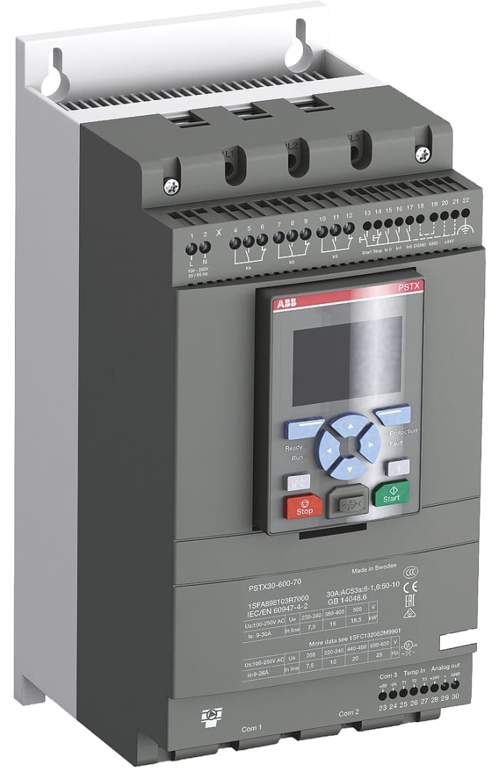 ABB Yumuşak Yolverici, PSTX Serisi, 30 A, 52 A, 15 kW, 100 → 250 V, IP20