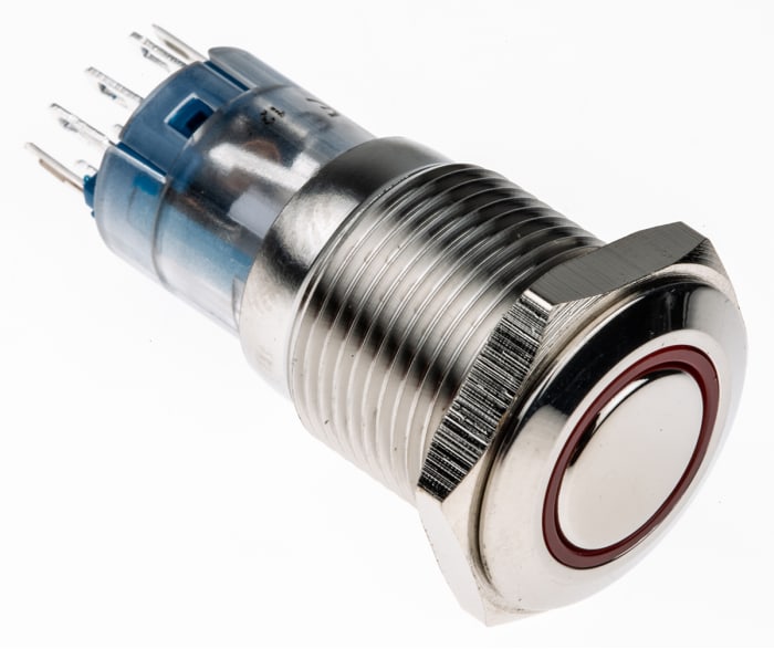 pushbutton 16mm DPCO Latch red ring