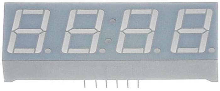 CA56-12SYKWA Kingbright 4 Digit 7-Segment LED Display, CA Yellow 120 mcd RH DP 14.2mm