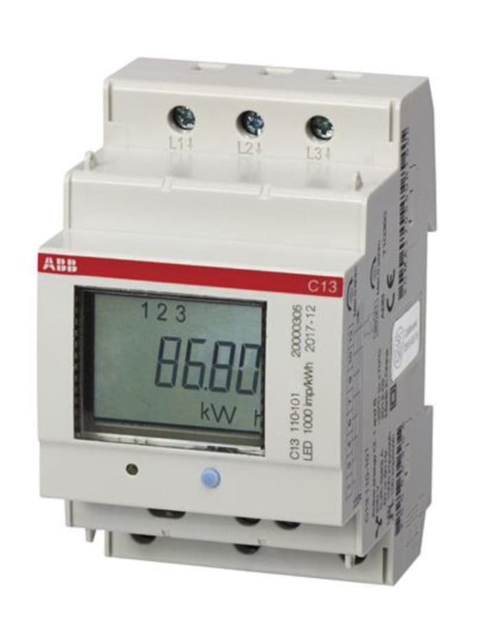 ABB, LCD Enerji Ölçüm Cihazı, 3 Fazlı, %1 Doğruluk Dereceli , 6-Dijit