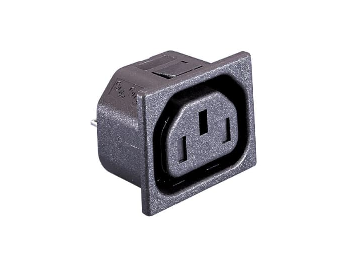 Bulgin Snap-In IEC Connector Male, 10A, 250 V