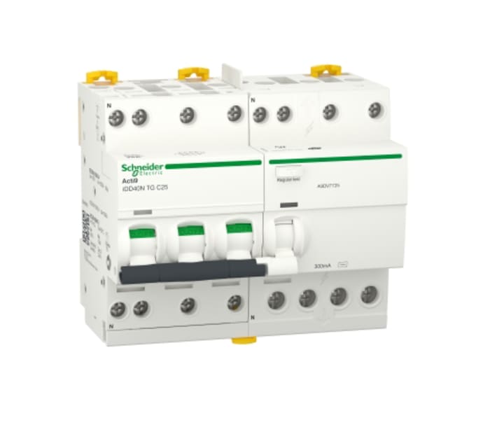 Schneider Electric RCBO, 32A Current Rating, 3P+N Poles, 300mA Trip Sensitivity, Type C, Acti9 Range