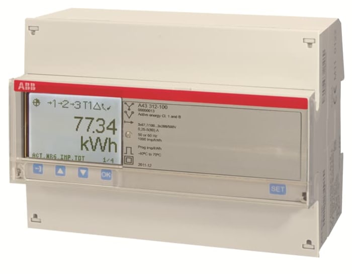 ABB 3 Phase LCD Energy Meter, Type Direct Connected
