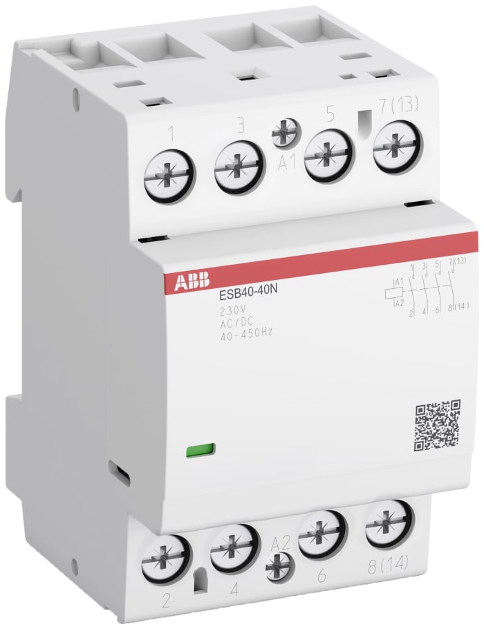 ABB ESB Series Contactor, 230 V ac Coil, 2-Pole, 40 A, 9.2 kW, 2NO