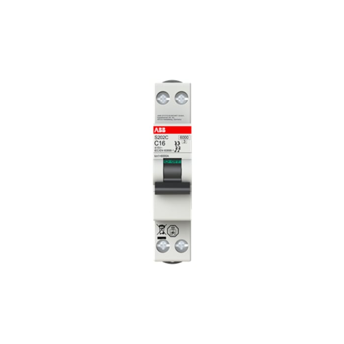 ABB S200C MCB, 2P Poles, 13A Curve B, 415V AC, 6 kA Breaking Capacity, MCB