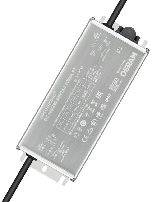 Osram LED Driver, 72-144V Output, 100W Output, 1.4A Output, Constant Current Dimmable