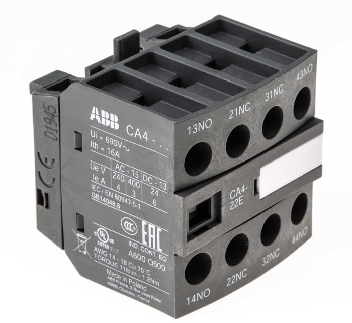 Yardımcı Kontak, Vidalı Terminal, 2NO/2NC, 6 A, 600 V dc, 690 V ac Önden Monte Edilebilen