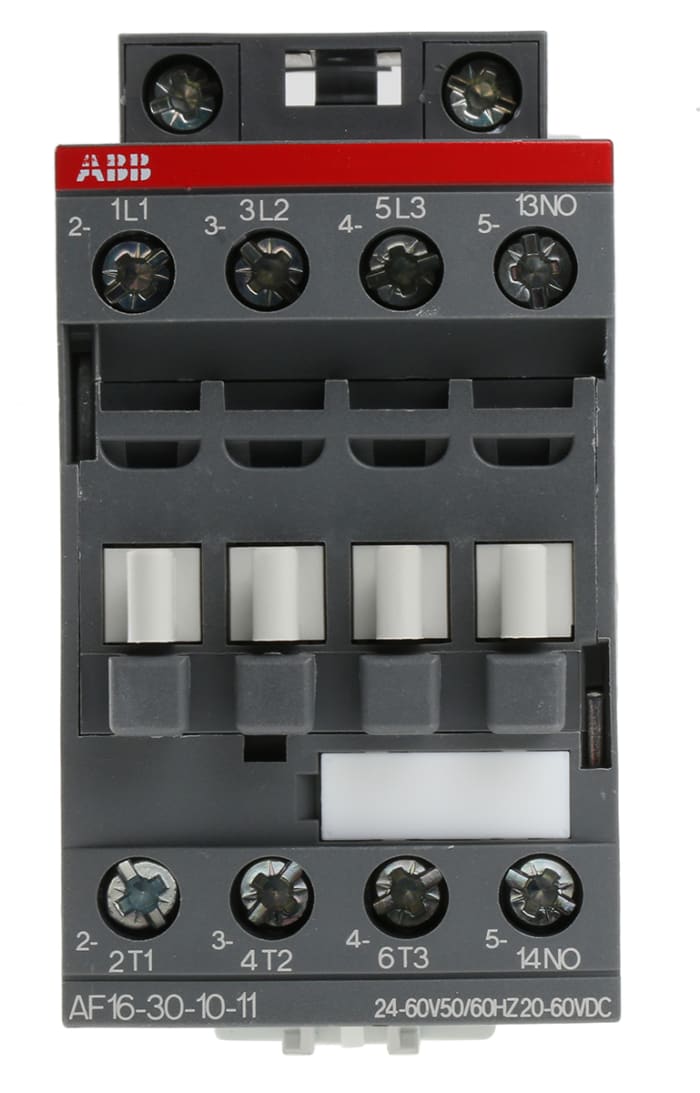 AF16 AF Aralığı Kontaktör, 3 Kutuplu, 30 A, 7,5 kW, Bobin Gerilimi: 24 V ac/dc