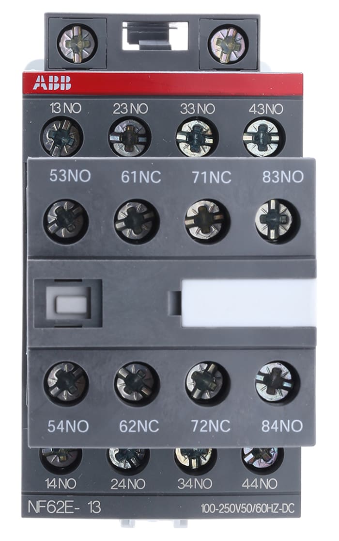 NF62 AF Aralığı Yardımcı Kontaktör, 6 A, Bobin Gerilimi: 100 → 250 V ac/dc
